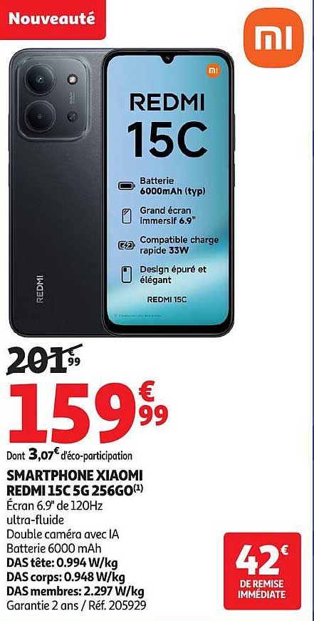 SMARTPHONE XIAOMI REDMI 15C 5G 256GO
