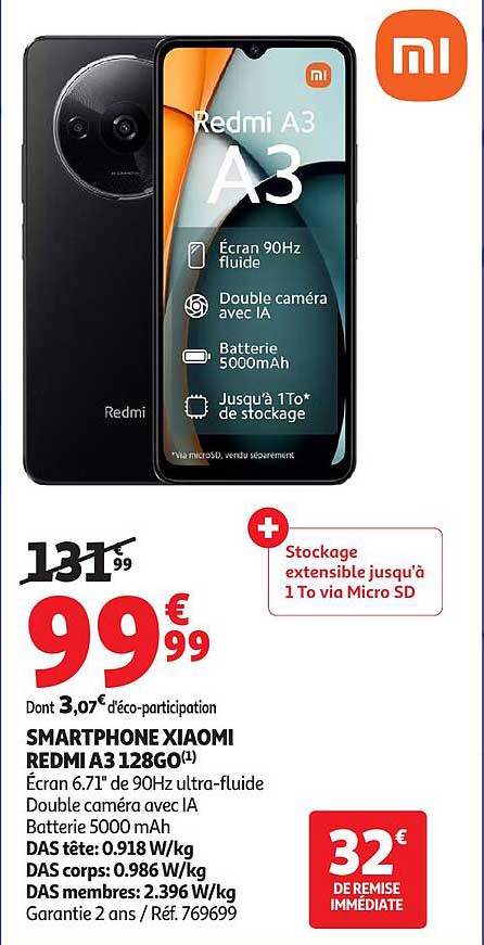 SMARTPHONE XIAOMI REDMI A3 128GO