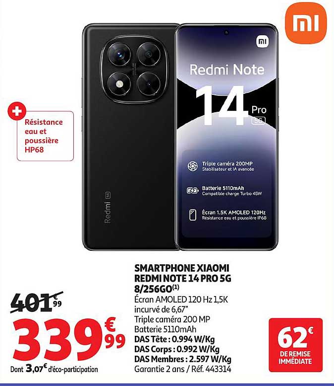 SMARTPHONE XIAOMI REDMI NOTE 14 PRO 5G 8/256GO