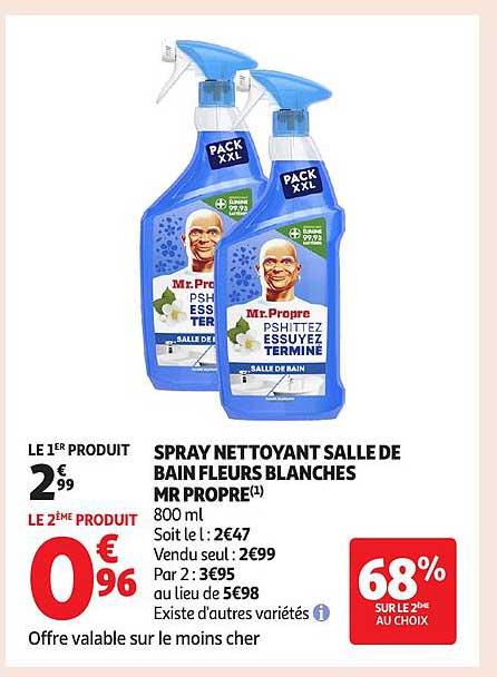 SPRAY NETTOYANT SALLE DE BAIN FLEURS BLANCHES MR PROPRE