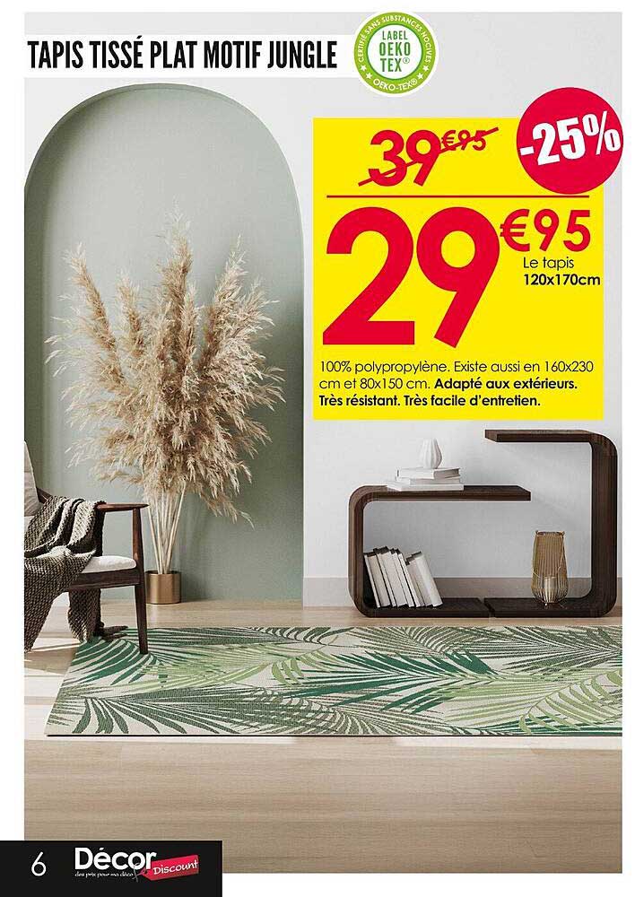 TAPIS TISSÉ PLAT MOTIF JUNGLE
