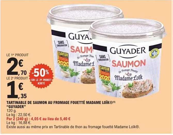 TARTINABLE DE SAUMON AU FROMAGE FOUETTÉ MADAME LOÏK® "GUYADER"