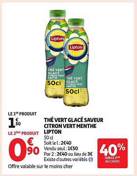 THÉ VERT GLACÉ SAVEUR CITRON VERT MENTHE LIPTON