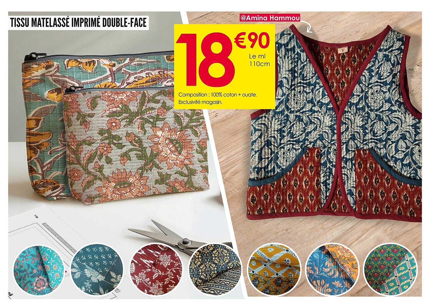TISSU MATELASSÉ IMPRIMÉ DOUBLE-FACE