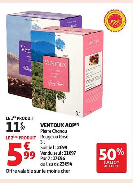 VENTOUX AOP(2) Pierre Chanau Rouge ou Rosé 3 L