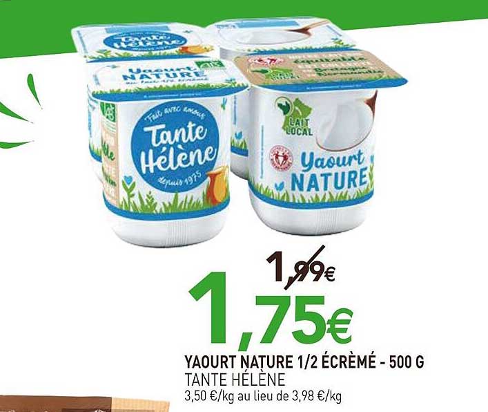 YAOURT NATURE 1/2 ÉCRÉMÉ - 500 G TANTE HÉLÈNE