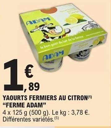 Yogourts fermiers au citron "Ferme Adam"