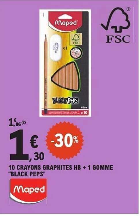10 CRAYONS GRAPHITES HB + 1 GOMME "BLACK PEPS"