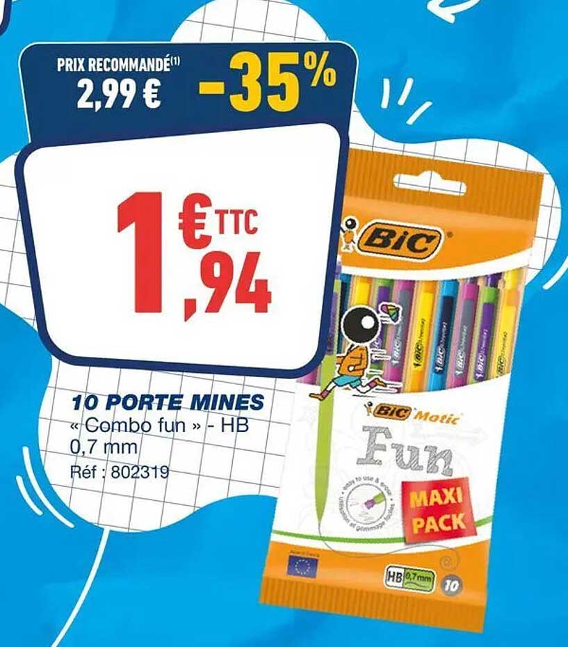 10 PORTE MINES « Combo fun » - HB 0,7 mm