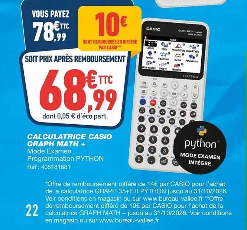 10€ SONT REMBOURSÉS EN DIFFÉRÉ PAR CASIO*