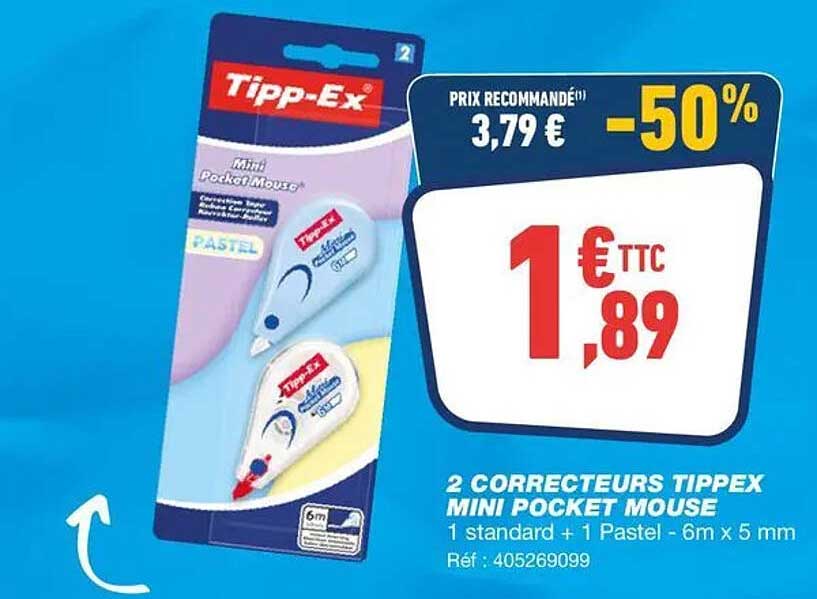 2 CORRECTEURS TIPPEX MINI POCKET MOUSE