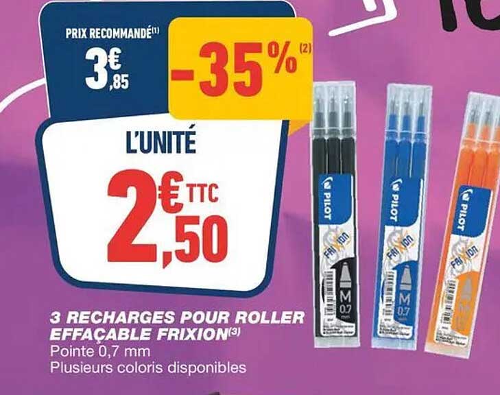 3 RECHARGES POUR ROLLER EFFACABLE FRIXION