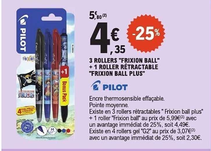3 ROLLERS "FRIXION BALL" + 1 ROLLER RÉTRACTABLE "FRIXION BALL PLUS"