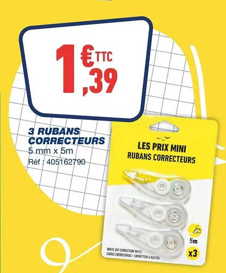 3 RUBANS CORRECTEURS 5 mm x 5m Réf. 405162790