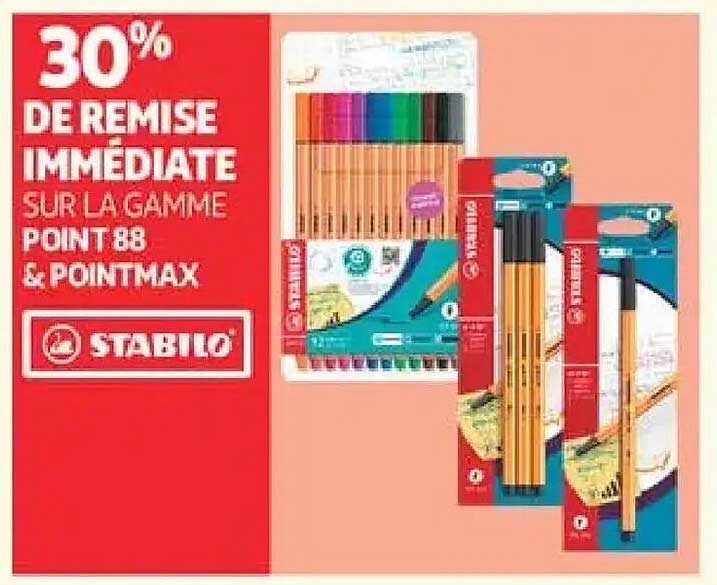 30% DE REMISE IMMÉDIATE SUR LA GAMME POINT 88 & POINTMAX STABILO