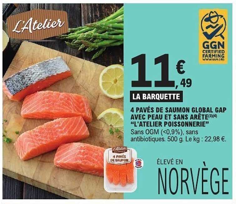 4 pavés de saumon Global Gap avec peau et sans arête “L’Atelier Poissonnerie”