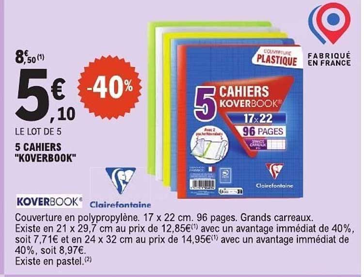 5 CAHIERS "KOVERBOOK"