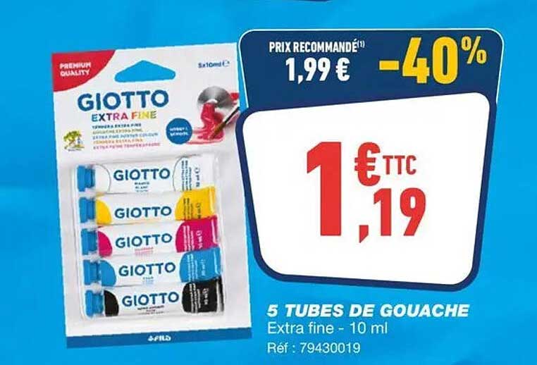 5 TUBES DE GOUACHE Extra fine - 10 ml