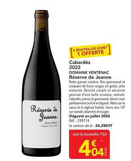 6 BOUTEILLES DONT 1 OFFERTE