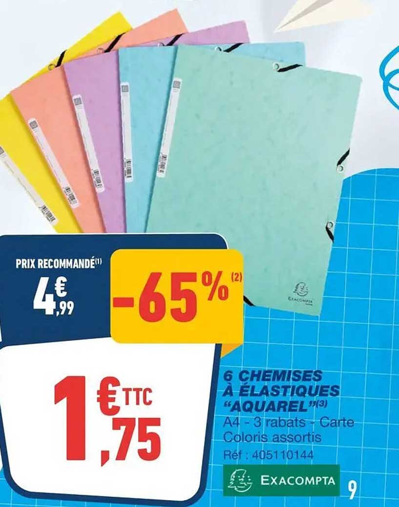 6 chemises à élastiques “Aquarel”