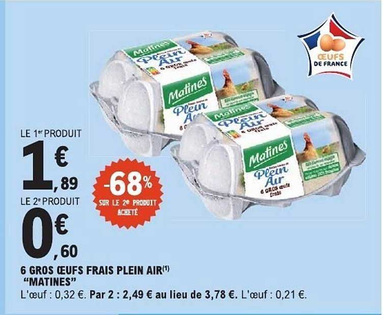6 GROS OEUFS FRAIS PLEIN AIR “MATINES”