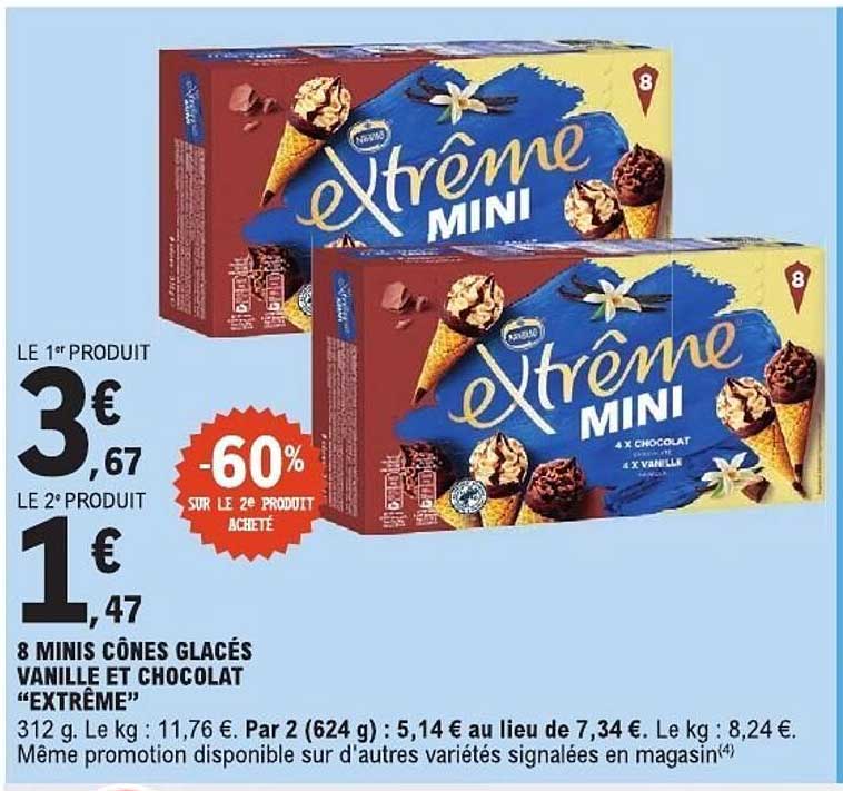 8 minis cônes glacés vanille et chocolat “Extrême”
