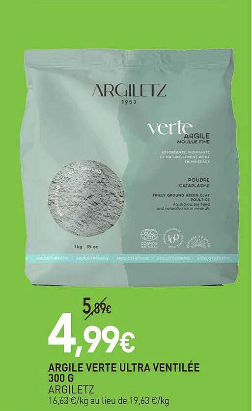 ARGILE VERTE ULTRA VENTILÉE 300 G ARGILETZ