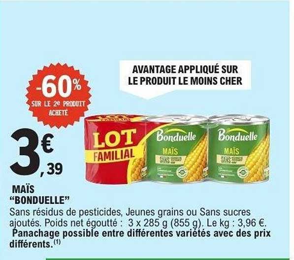 AVANTAGE APPLIQUÉ SUR LE PRODUIT LE MOINS CHER