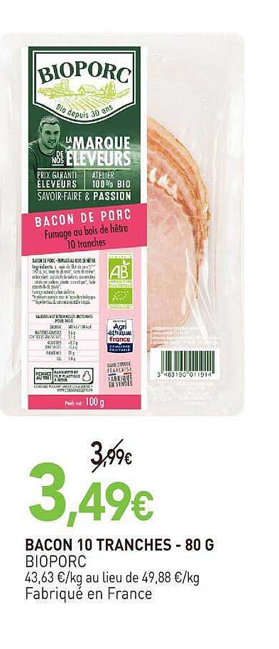 BACON 10 TRANCHES - 80 G BIOPORC