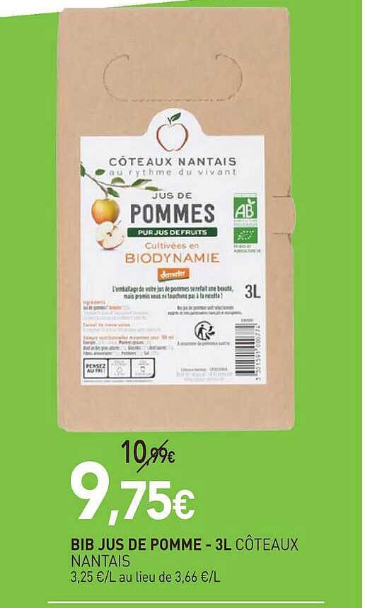 BIB JUS DE POMME - 3L CÔTEAUX NANTAIS