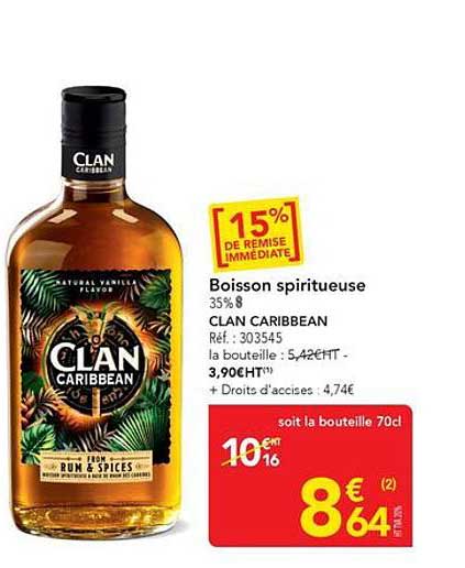 Boisson spiritueuse 35% 8 CLAN CARIBBEAN