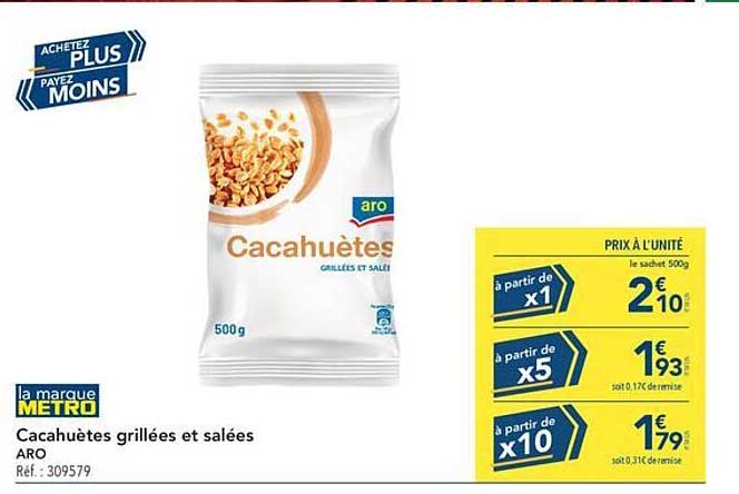 Cacahuètes grillées et salées ARO