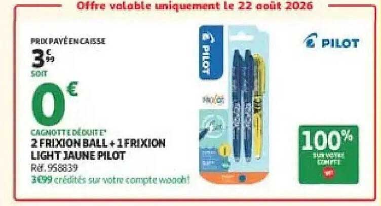 CAGNOTTE DÉDUITE 2 FRIXION BALL + 1 FRIXION LIGHT JAUNE PILOT