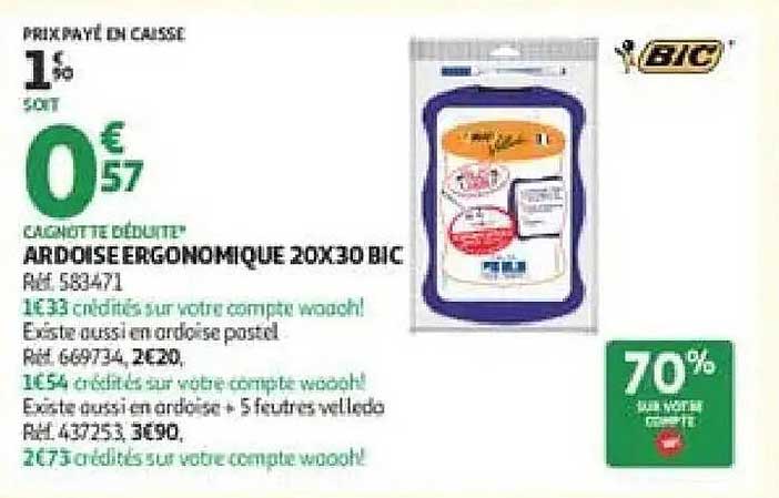 CAGNOTTE DÉDUITE ARDOISE ERGONOMIQUE 20X30 BIC