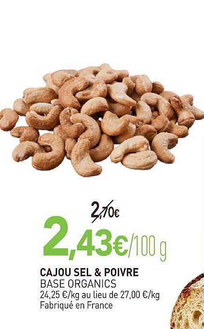 CAJOU SEL & POIVRE BASE ORGANICS