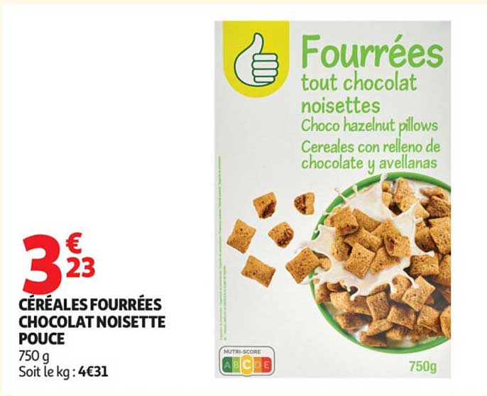 CÉRÉALES FOURRÉES CHOCOLAT NOISETTE POUCE