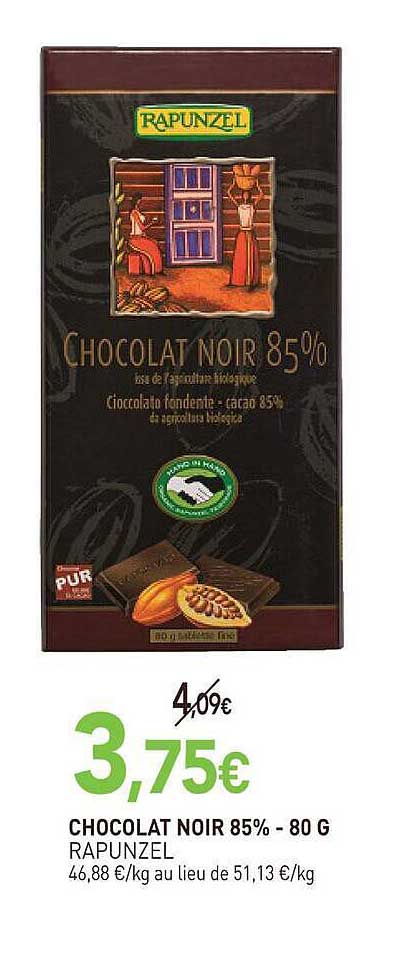 CHOCOLAT NOIR 85% - 80 G RAPUNZEL