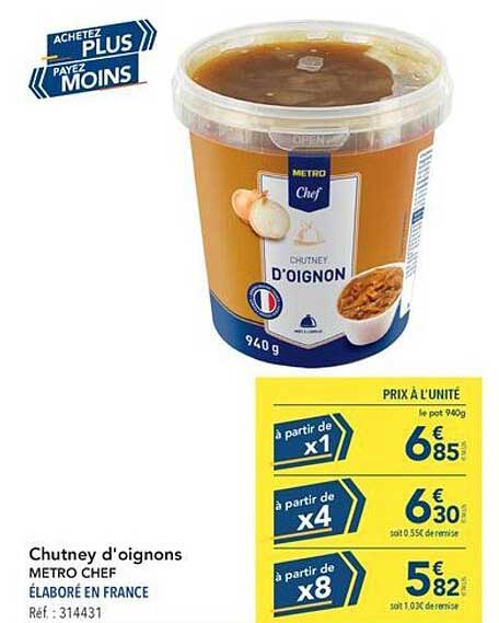 Chutney d'oignons METRO CHEF ÉLABORÉ EN FRANCE