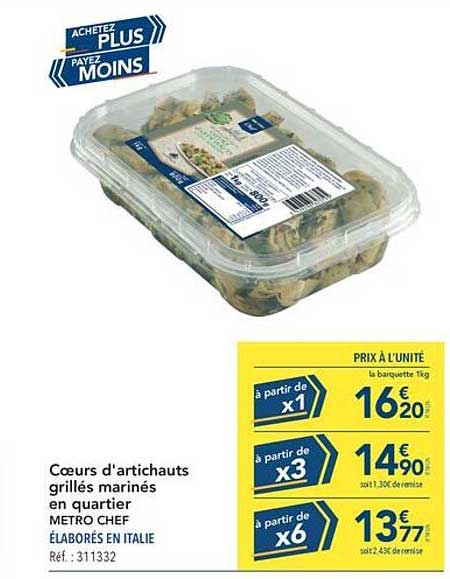 Cœurs d'artichauts grillés marinés en quartier