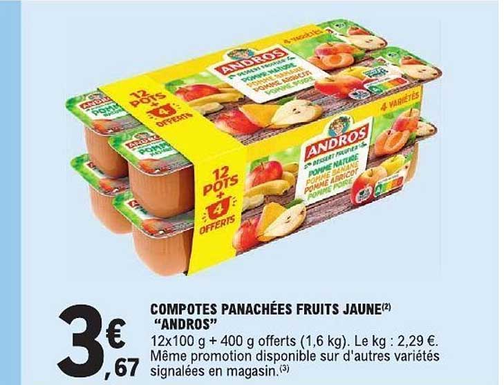 COMPOTES PANACHÉES FRUITS JAUNE “ANDROS”