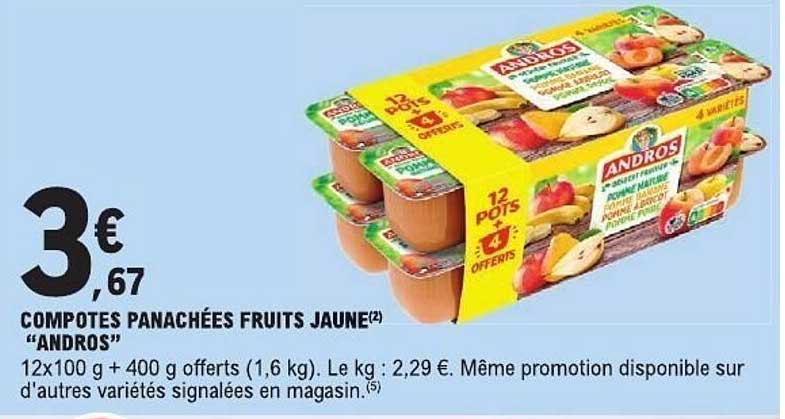 COMPOTES PANACHÉES FRUITS JAUNE(2) “ANDROS”