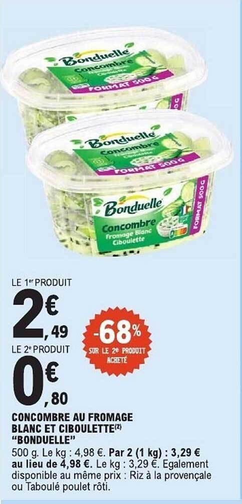CONCOMBRE AU FROMAGE BLANC ET CIBOULETTE “BONDUELLE”