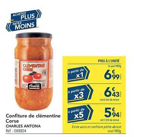 CONFITURE de clémentine Corse CHARLES ANTONA