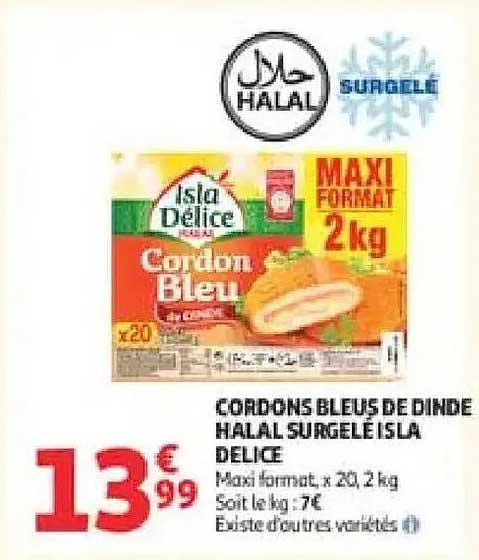 CORDONS BLEUS DE DINDE HALAL SURGELÉ ISLA DÉLICE