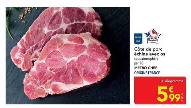 Côte de porc échine avec os