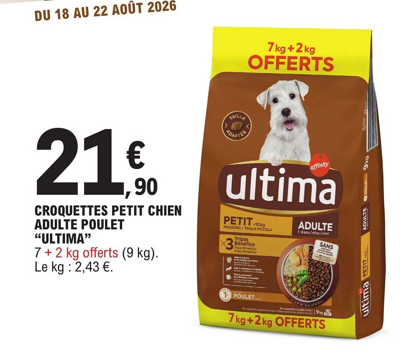 CROQUETTES PETIT CHIEN ADULTE POULET “ULTIMA”