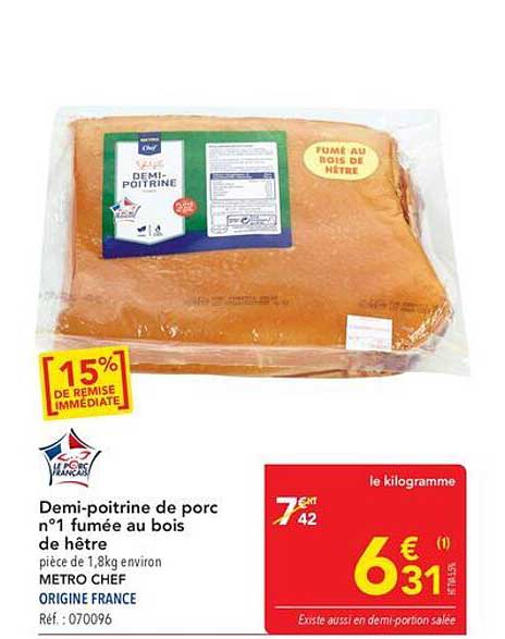 Demi-poitrine de porc n°1 fumée au bois de hêtre