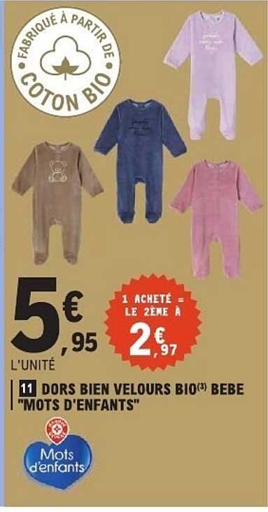 DORS BIEN VELOURS BIO(3) BEBE "MOTS D'ENFANTS"