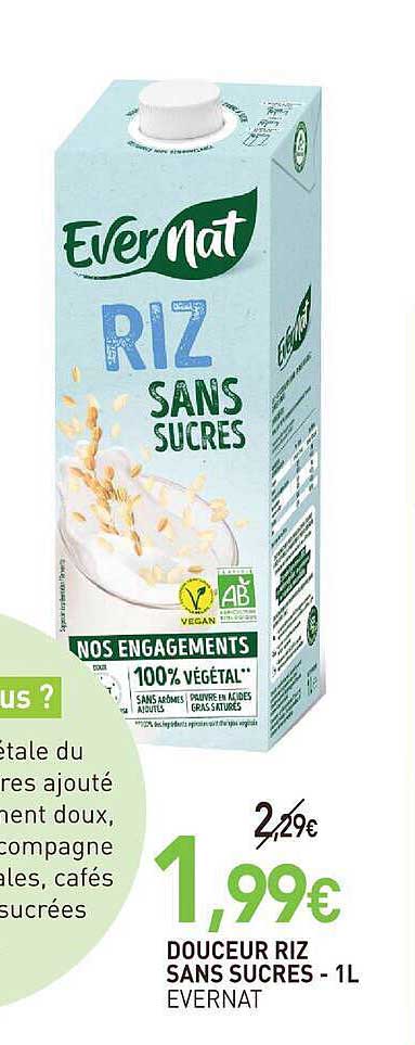 DOUCEUR RIZ SANS SUCRES - 1L EVERNAT