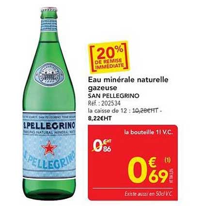 Eau minérale naturelle gazeuse SAN PELLEGRINO